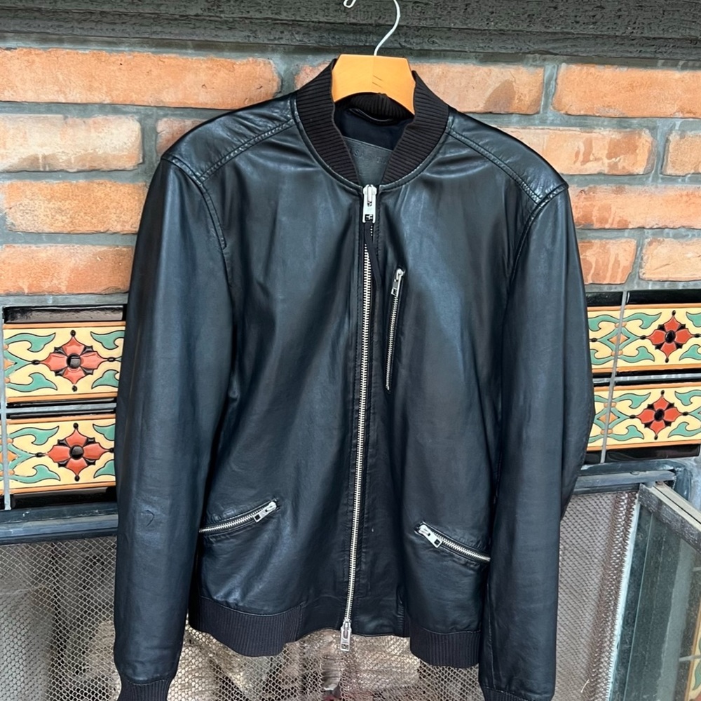 ALL SAINTS $595 LEATHER BOMBER/MOTO JACKET S - Picture 1 of 6